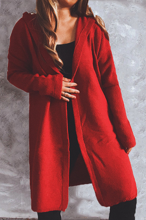 Cassia - Elegante e Versatile Cappotto Lungo in Maglia con Cappuccio