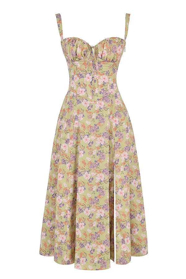 Janna - Abito bustier floreale con modellatura in vita