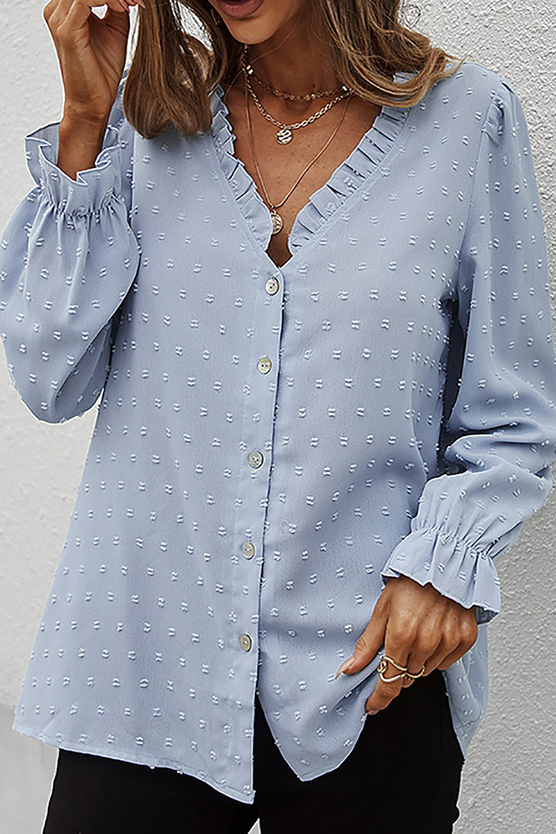 Evelina - Blusa a maniche lunghe con scollo a V e dettagli in pizzo chic