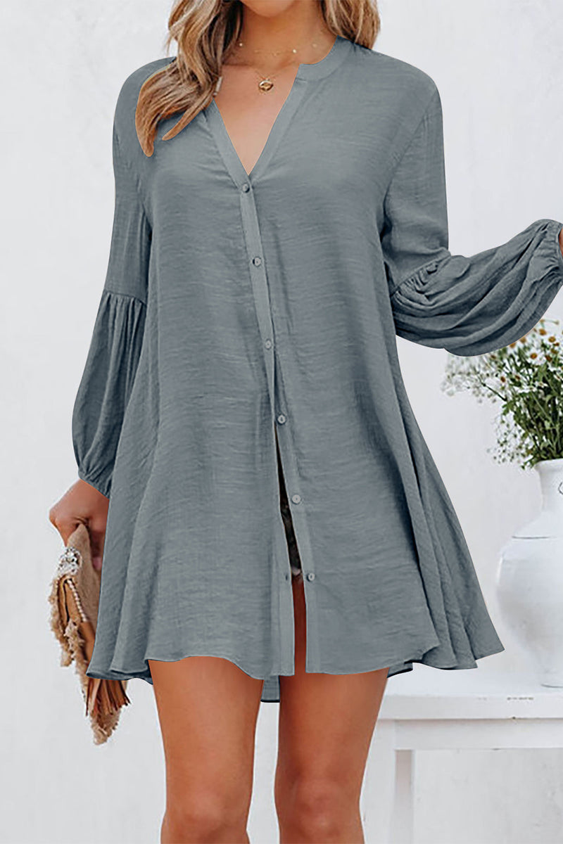 Emmalyn - Blusa elegante con scollo a V e maniche lunghe