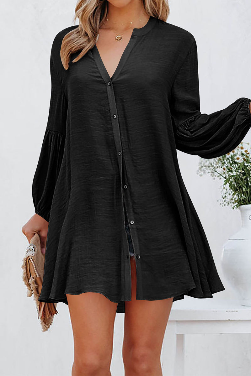 Emmalyn - Blusa elegante con scollo a V e maniche lunghe