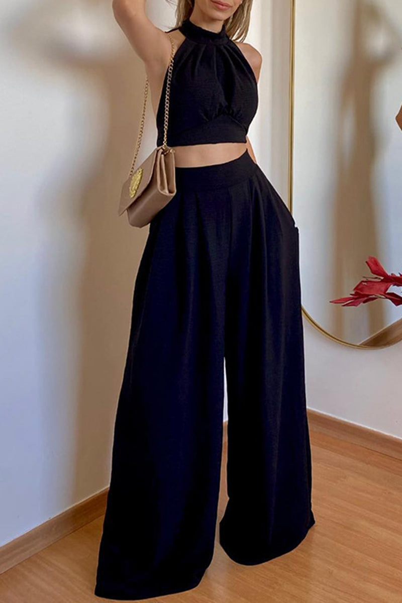 Corinna - Elegante completo con top senza maniche e pantaloni a gamba larga