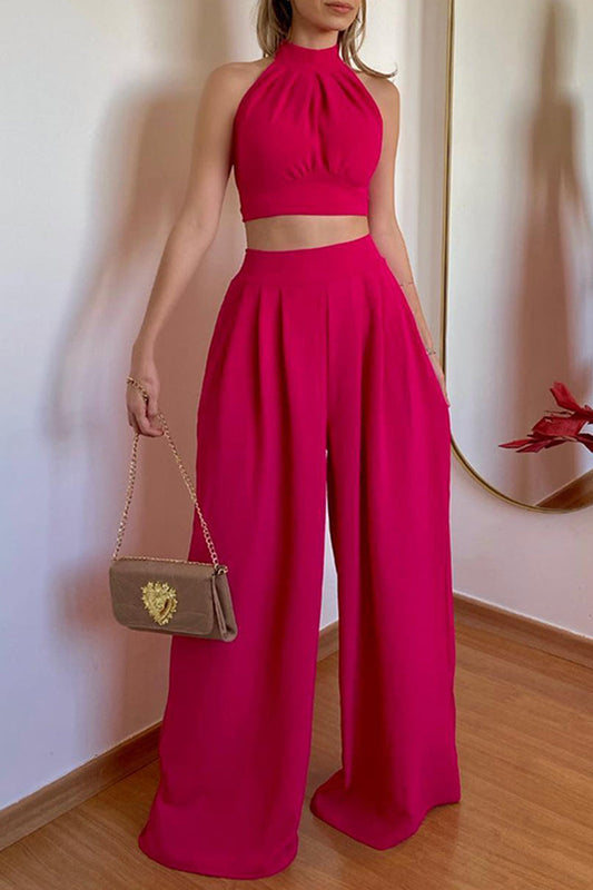 Corinna - Elegante completo con top senza maniche e pantaloni a gamba larga