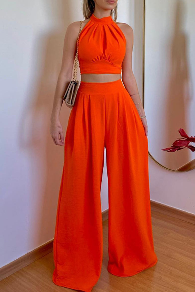 Corinna - Elegante completo con top senza maniche e pantaloni a gamba larga