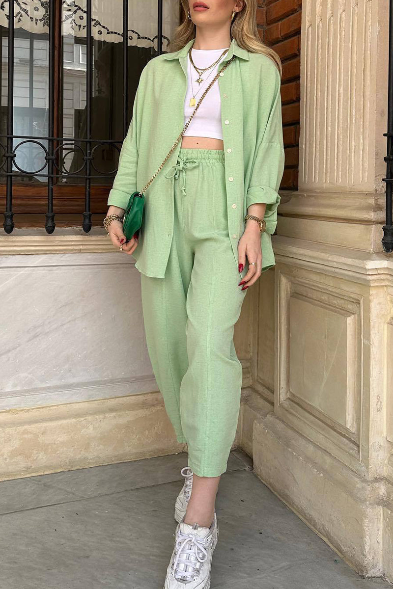 Margareta - Completo casual con camicia a manica lunga e pantaloni abbinati