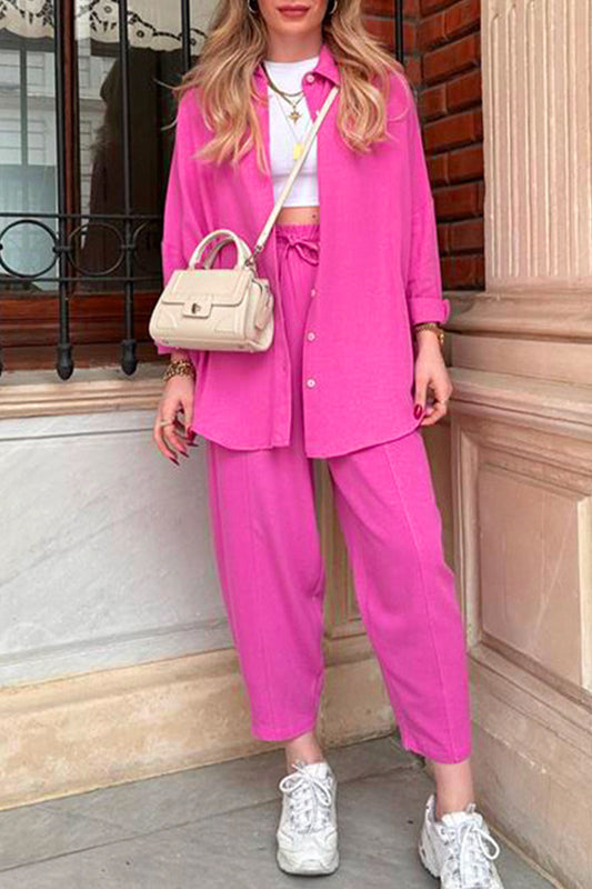 Margareta - Completo casual con camicia a manica lunga e pantaloni abbinati
