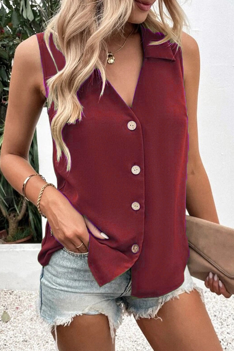 Charlene - Elegante canottiera con scollo a V e bottoni frontali