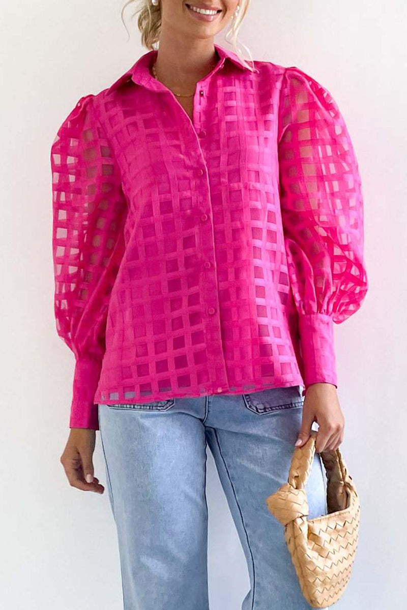 Marie - Elegante camicetta patchwork a maniche lunghe con colletto alto