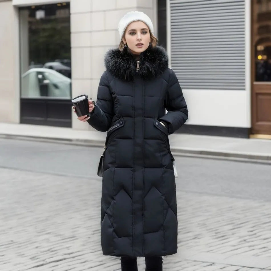 Navy - Caldo cappotto invernale esteso