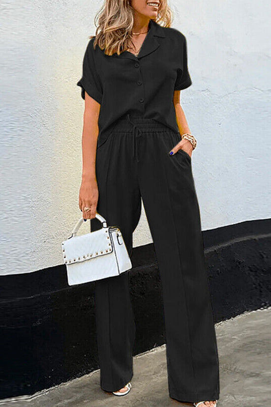Georgina - Elegante completo casual con polo a manica corta e pantaloni