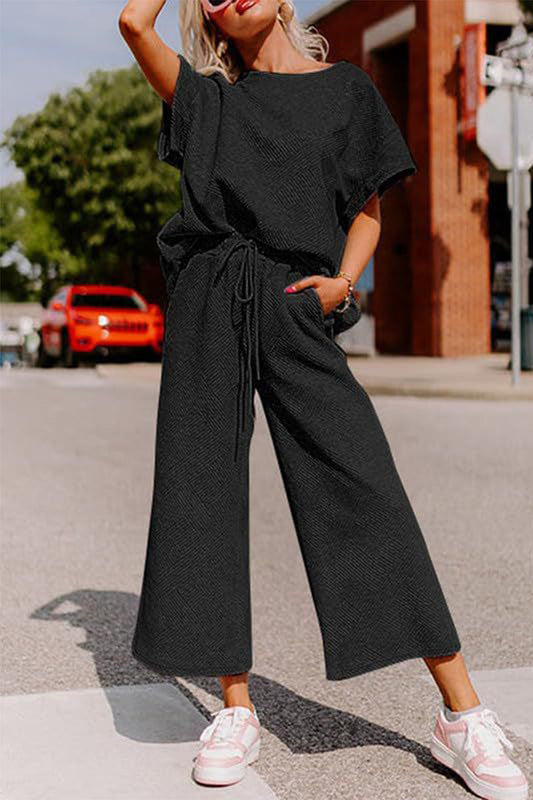 Elena - Completo casual con t-shirt ampia e pantaloni a gamba larga