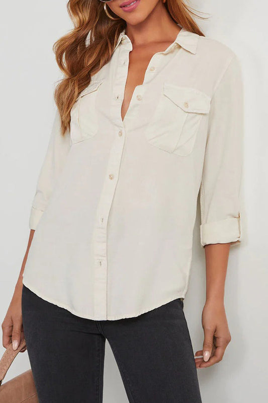 Rosalinda - Blusa casual a maniche lunghe con colletto e bottoni