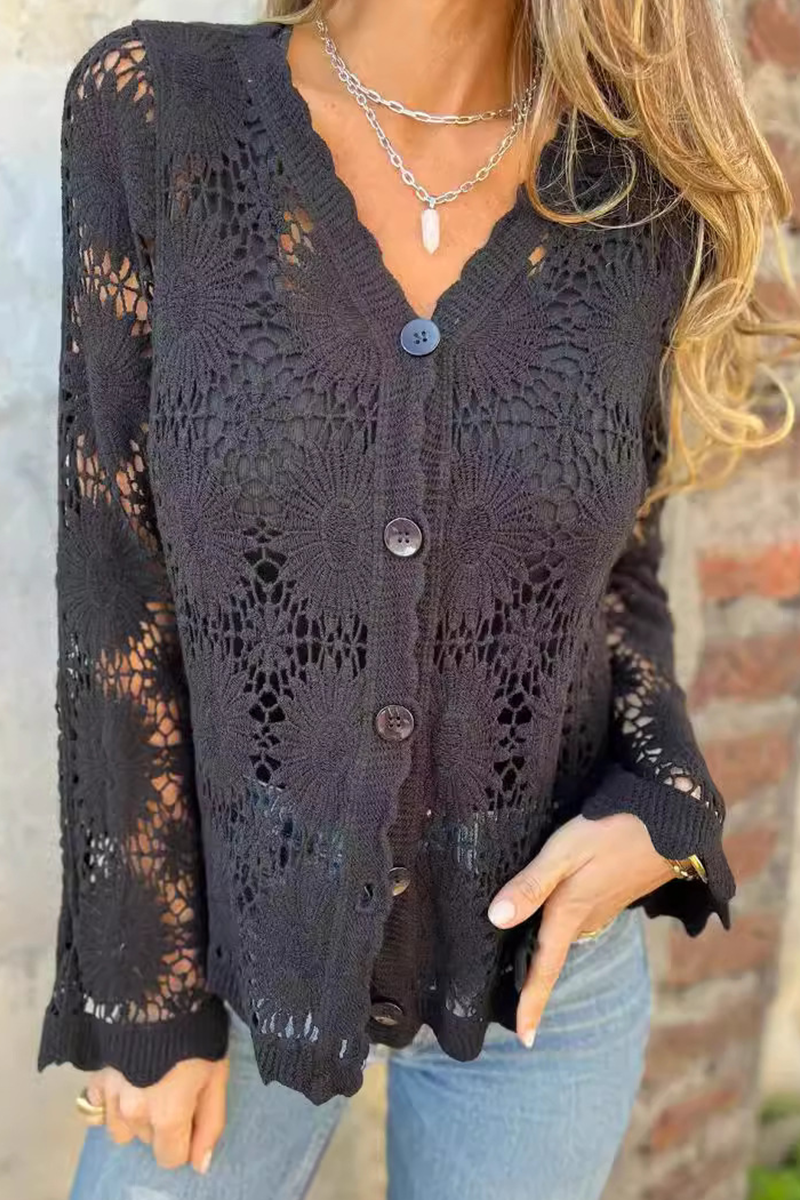 Niana - Blusa con scollo a V e dettagli traforati