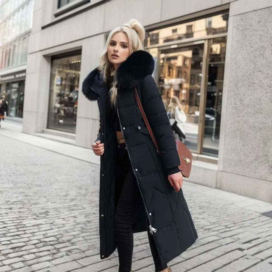 Navy - Caldo cappotto invernale esteso
