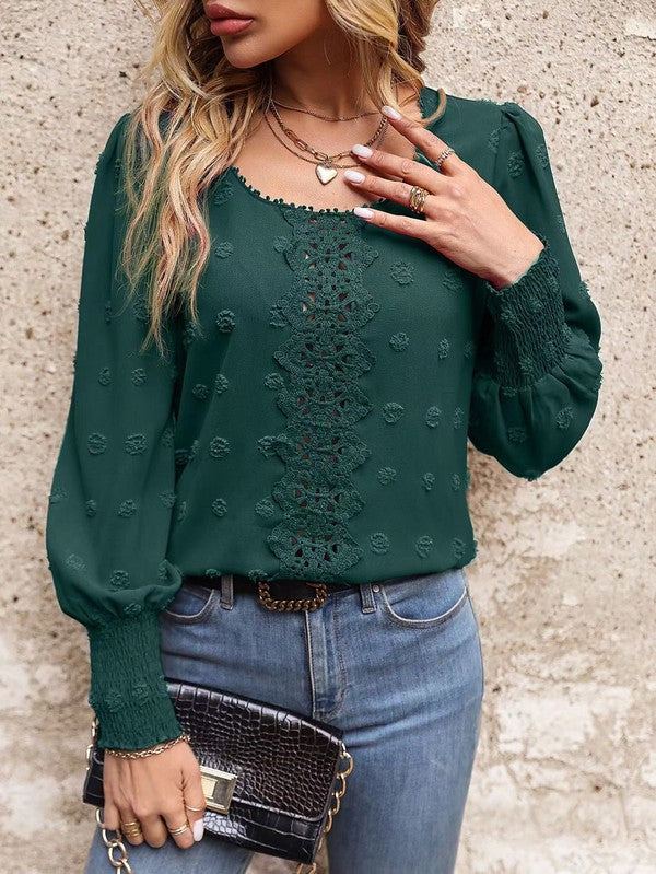 Vienna - Camicetta elegante a maniche lunghe con pois svizzeri
