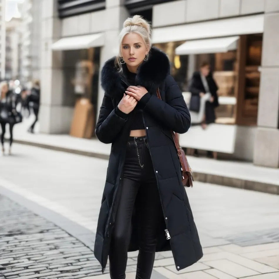 Navy - Caldo cappotto invernale esteso