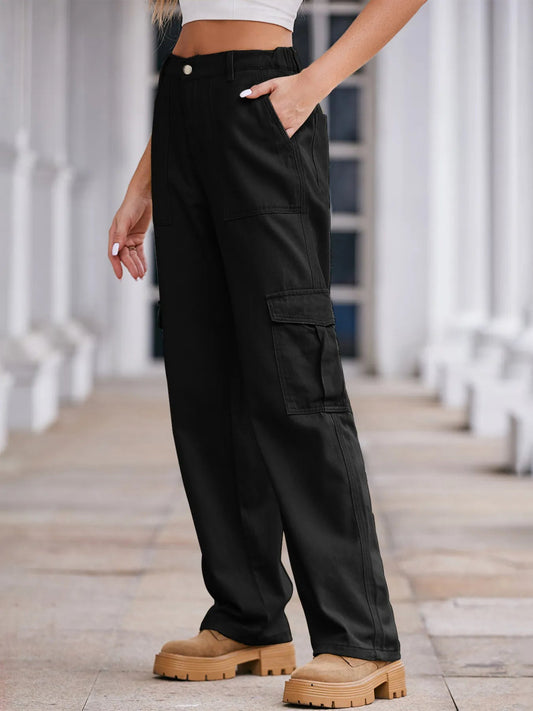 Diane - Jeans cargo casual a vita alta