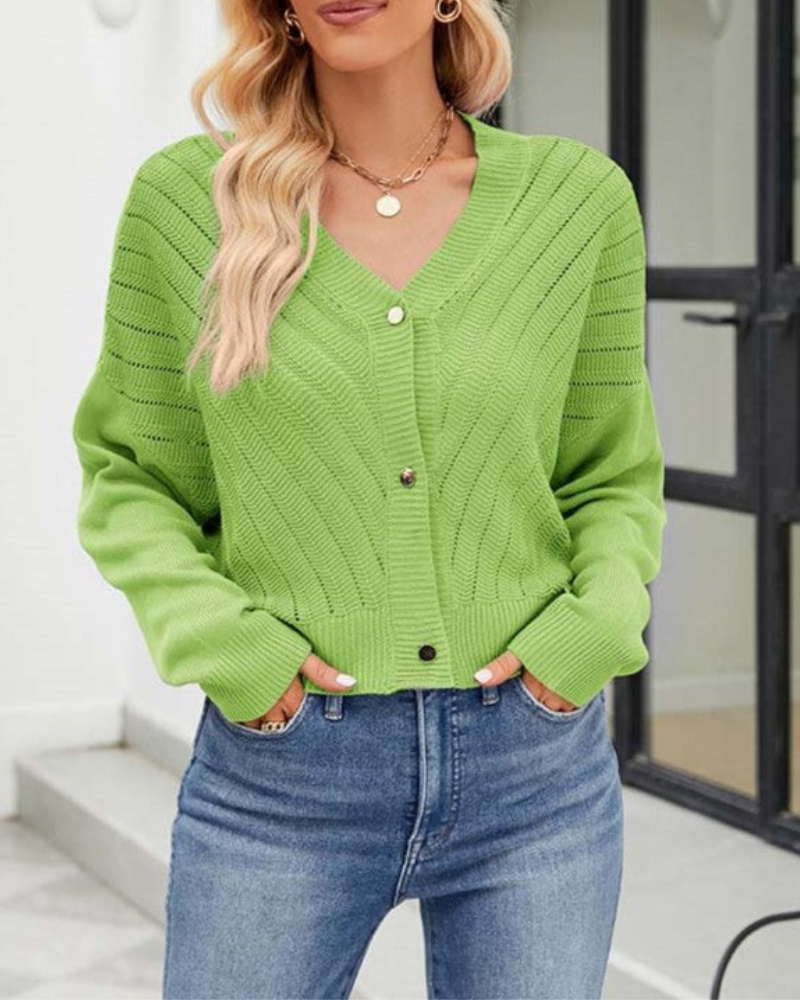 Azaria - Giacca versatile in maglia con scollo a V