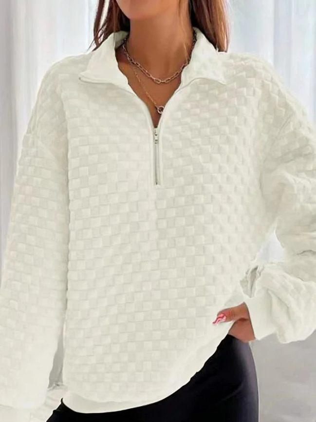 Geisha - Maglione elegante e moderno con scollo a V e zip