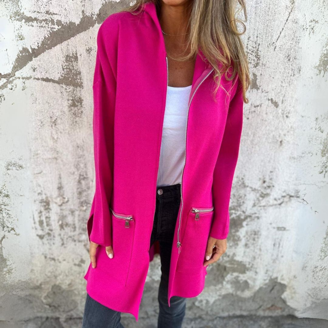 Adelle - Cappotto lungo e caldo con zip e cappuccio