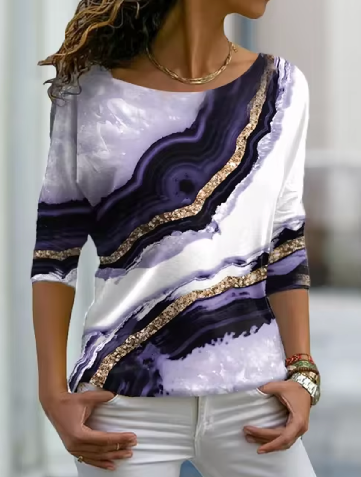 Aurelia - Elegante blusa con stampa marmorizzata