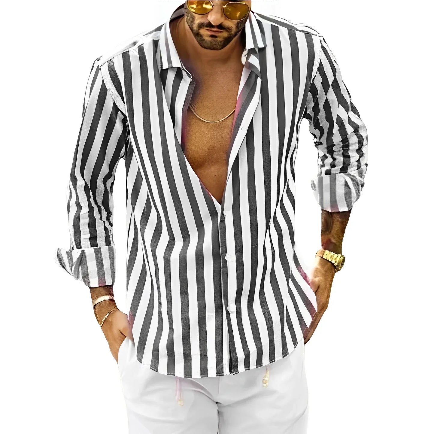 Martin - Camicia da uomo a righe per l'estate