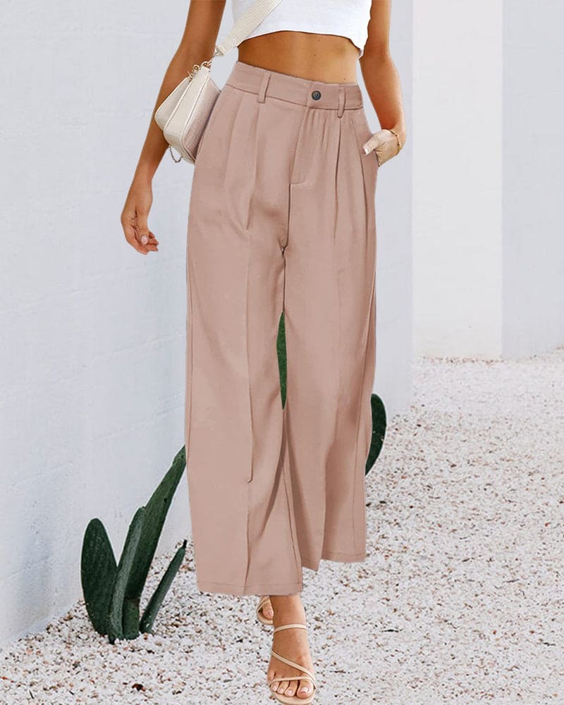Ovelia - Eleganti Pantaloni a Vita Alta e Gamba Larga