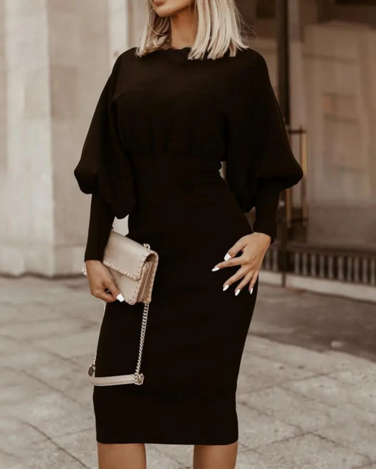Lorilee - Elegante abito midi con maniche a sbuffo