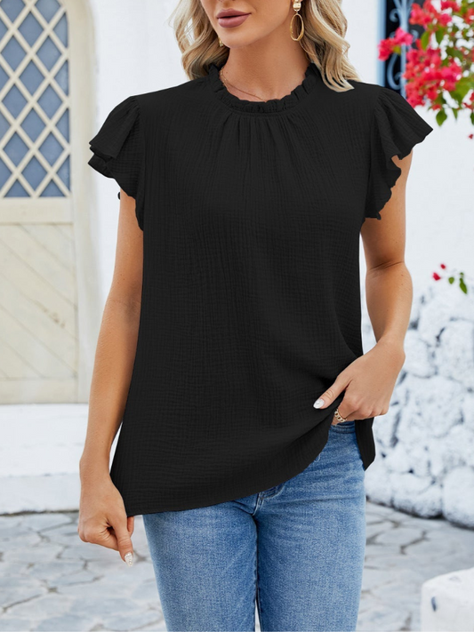 Hazel - Blusa elegante con maniche plissettate e volant