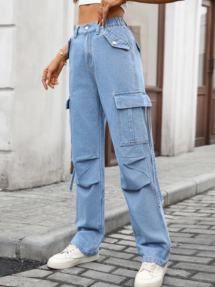 Cristella - Jeans cargo casual a vita alta