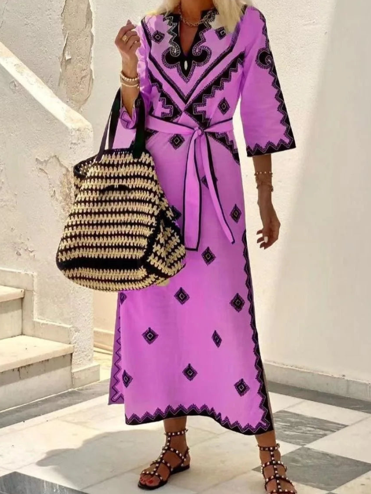 Zariah - Elegante Abito Vintage con Maniche a Metà