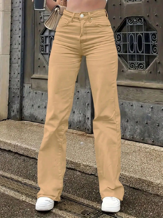 Elisse - Jeans casual a vita alta e gamba larga