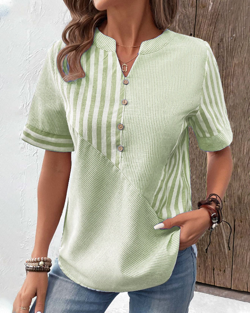 Eunice – Elegante camicetta a righe con maniche corte