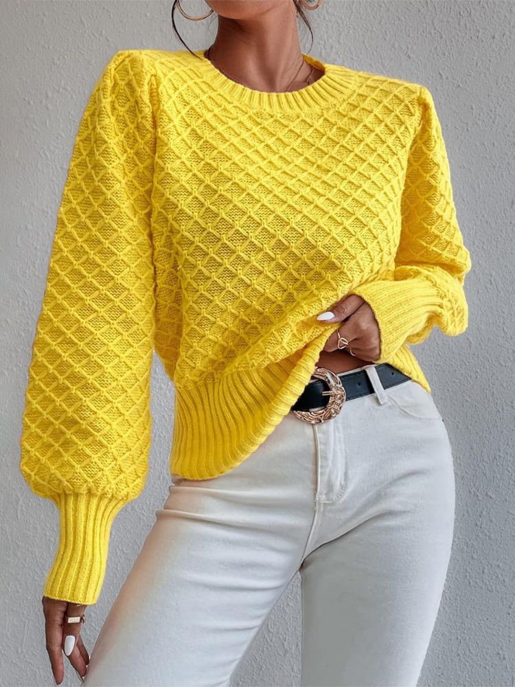Melisande - Maglione elegante con girocollo e trama trapuntata