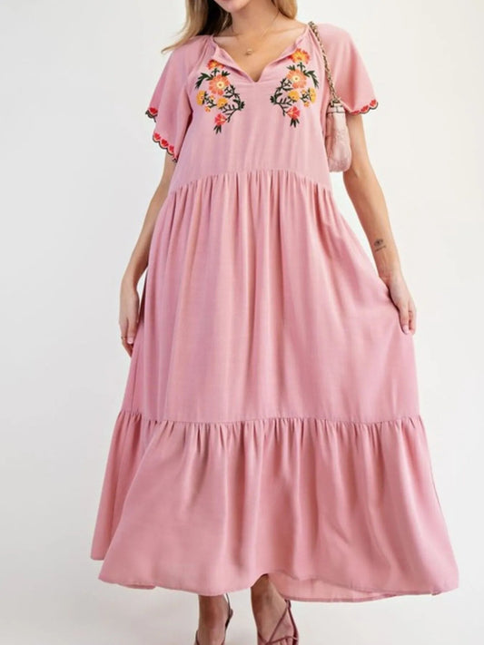 Mireille - Abito lungo floreale casual a maniche lunghe e vestibilità comoda