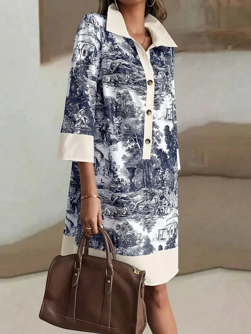 Emmeline - Elegante abito stampato con abbottonatura