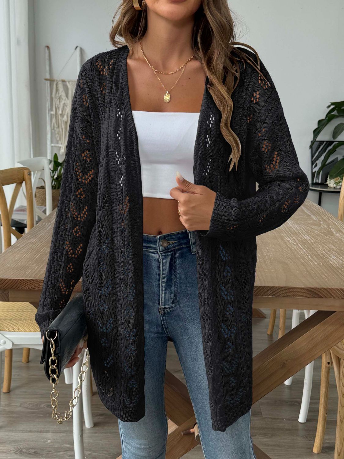 Aimee - Giacca maniche lunghe traforata, ampia e chic