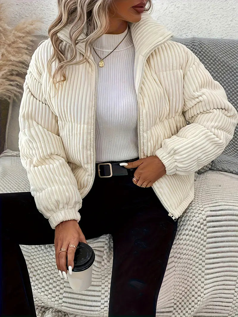 Letha - Cappotto a sbuffo con zip a coste