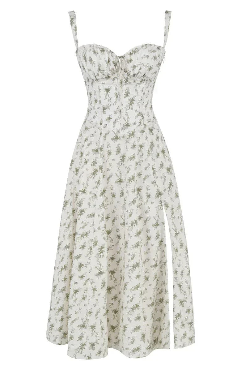 Janna - Abito bustier floreale con modellatura in vita