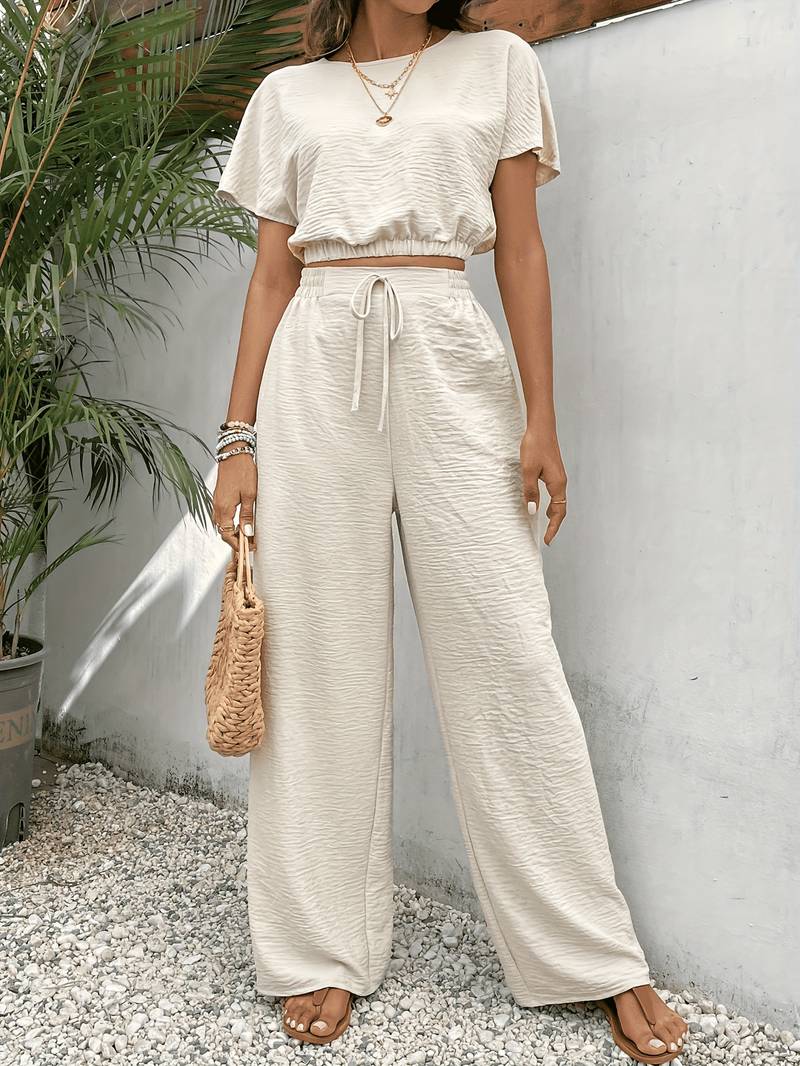 Eleanora - Top Corto Chic e Pantaloni a Vita Alta