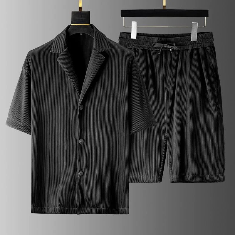 Jerrick - Elegante completo con polo ampio a maniche corte e pantaloncini