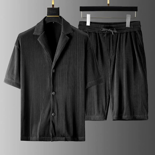 Jerrick - Elegante completo con polo ampio a maniche corte e pantaloncini