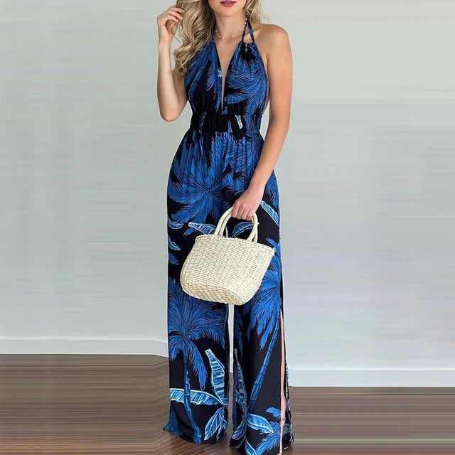 Lindsey - Elegante tuta senza maniche con scollo a V profondo