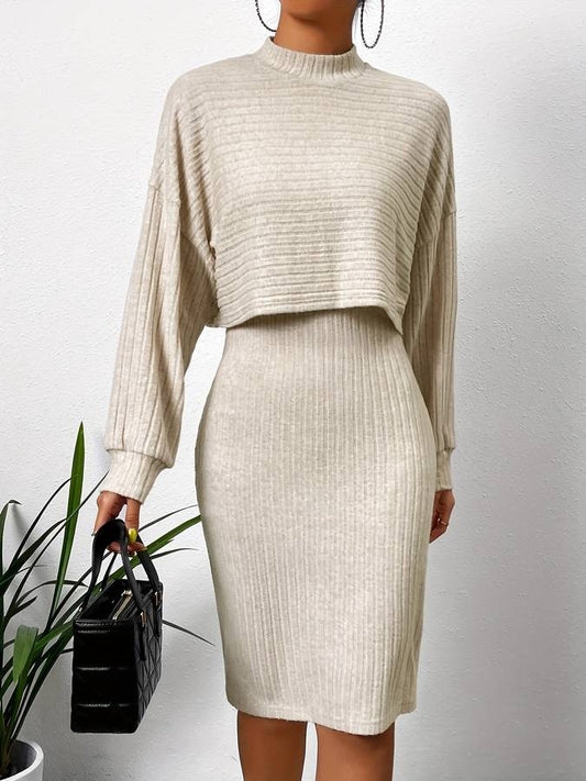Lysa - Elegante completo con top e gonna morbidi a maniche lunghe e collo rotondo