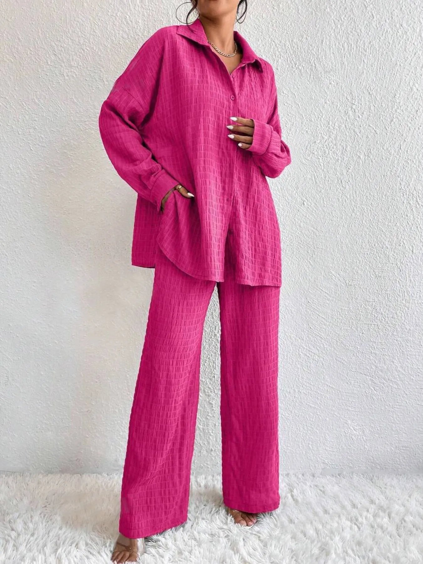 Lydia - Elegante completo con camicetta abbottonata a maniche lunghe e pantaloni