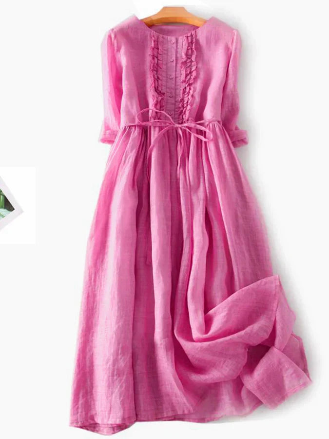 Amalie - Vestito con volant in cotone e lino
