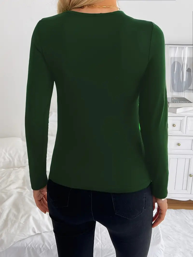 Hester - Top sexy a maniche lunghe con scollo a V da donna