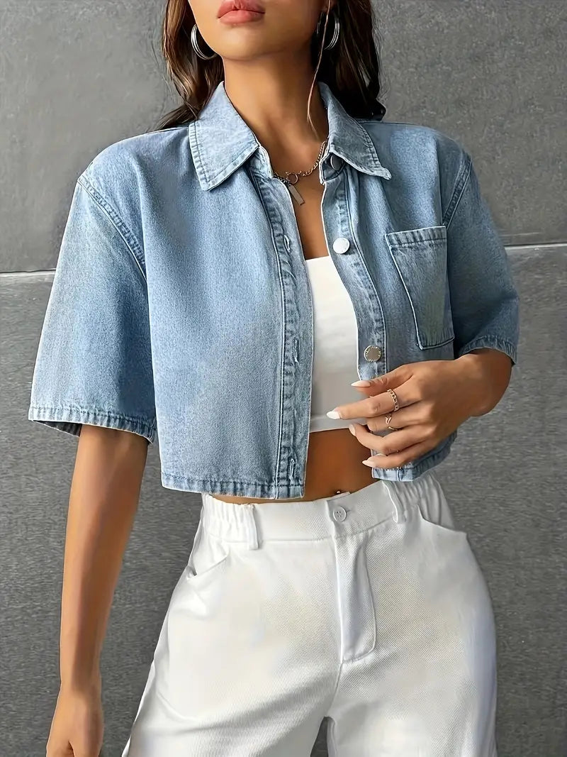 Aubrey - Camicia in denim con tasca applicata