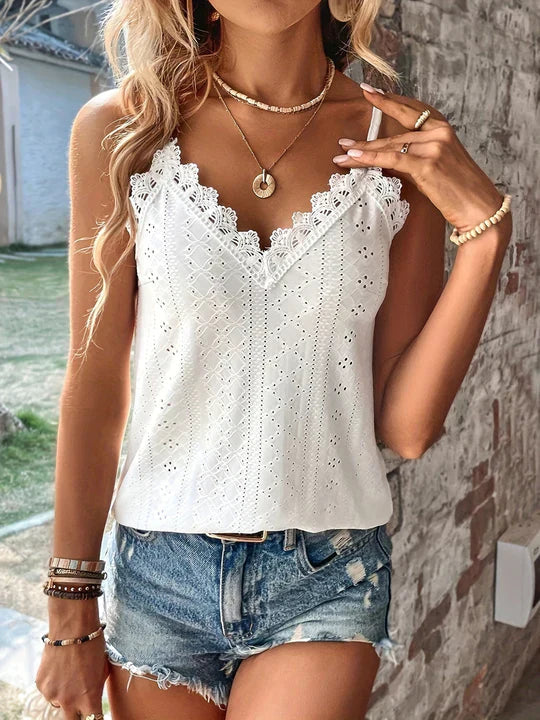 Ellanie - Elegante top in pizzo senza maniche