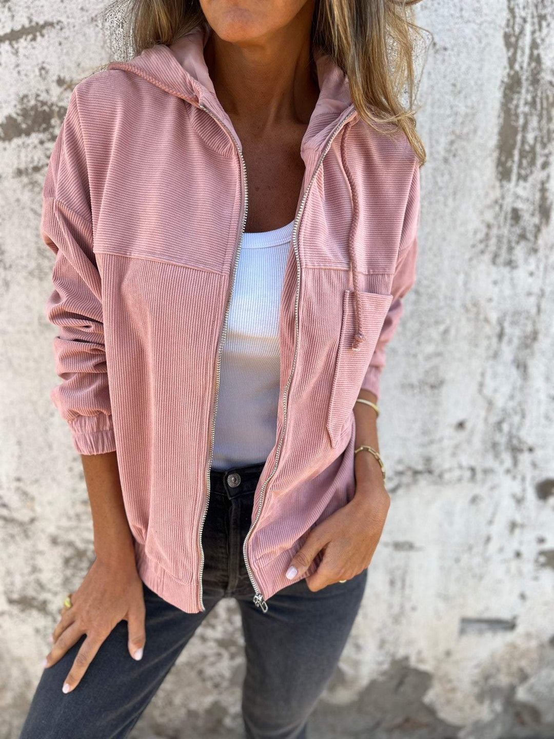 Edeline - Giacca casual con cappuccio e zip